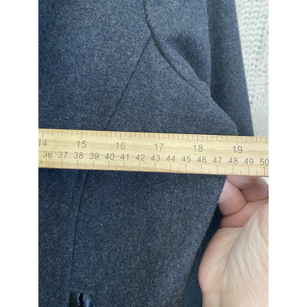 Black Rivet Wool‎ Blend Black Double Breasted Zip Pockets Peacoat Women M - Picture 8 of 12